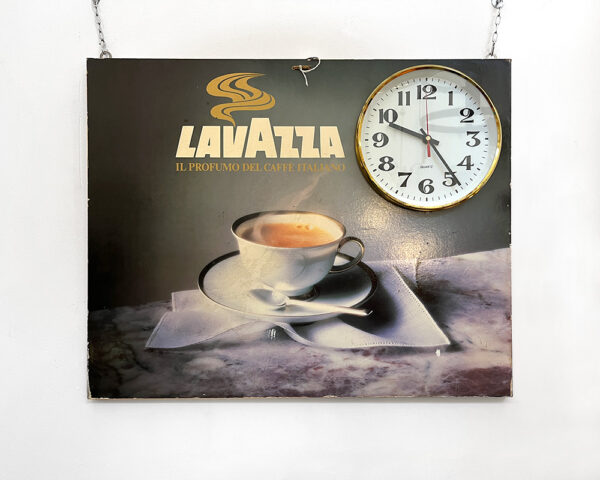 Pannello Lavazza con orologio vintage