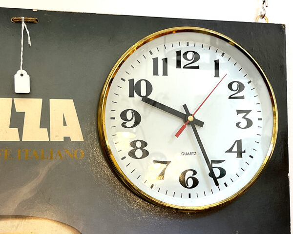 Pannello Lavazza con orologio vintage