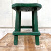 sgabello in legno verde vintage