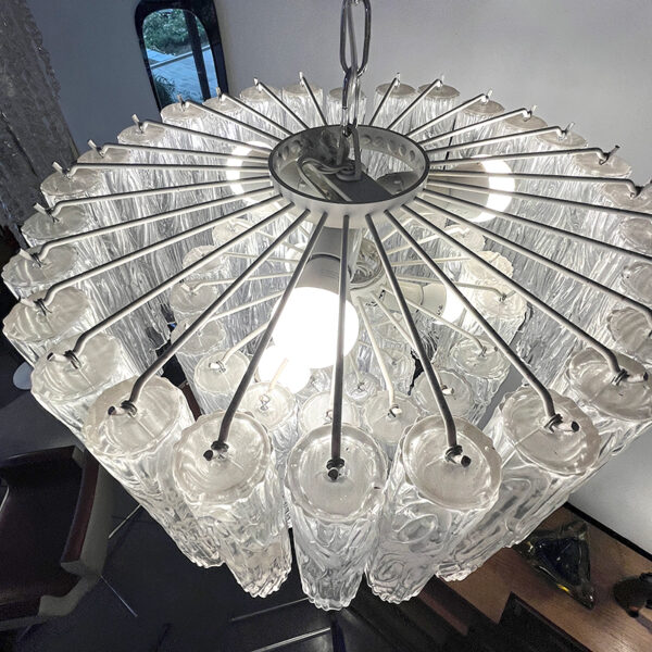 lampadario con cilindri vetro di Murano vintage