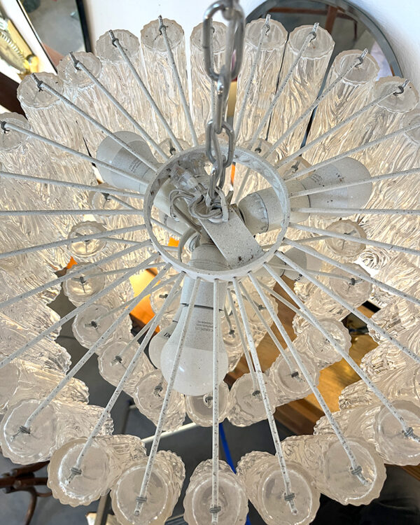 lampadario con cilindri vetro di Murano vintage