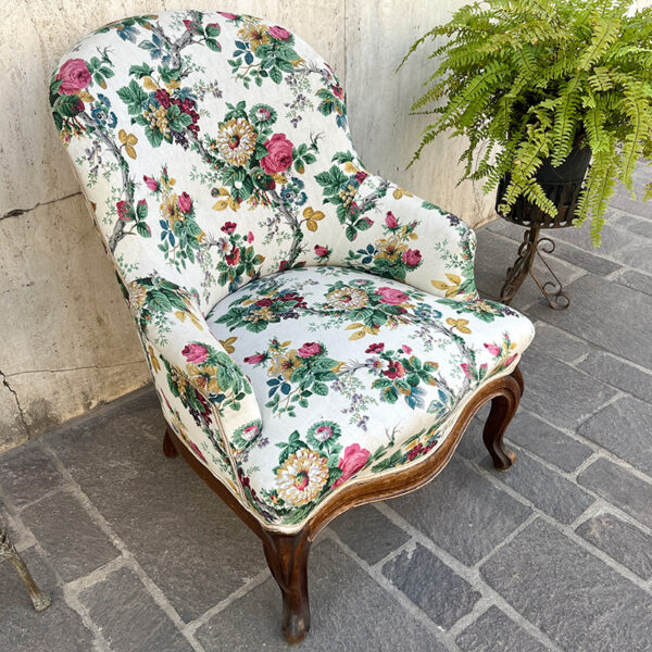 poltrona vintage inglese a fiori Bobeche