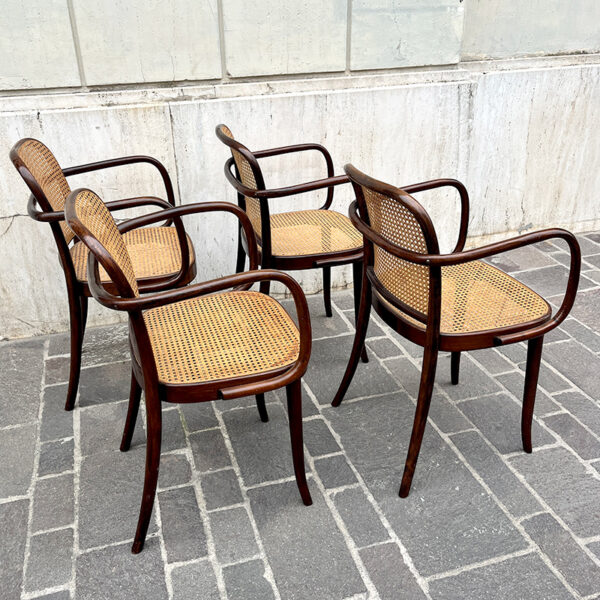 sedia in legno curvato set di 4 vintage